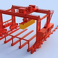 Red Industrial Gantry Crane Equipment For Container Handling With Stairs And Rail Tracks