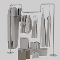 Minimalist White Clothes Hanging On Racks With Shirts Dresses And Storage Boxes