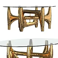 Modern Dining Table With Glass Top And Golden Decorative Chair Legs