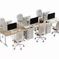 Modern Ergonomic Office Chairs In Workstation With Desks And Computers Setup 3d model
