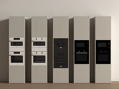 Modern Kitchen Appliances Built in Cabinet Rows for Stylish Home Interior 3d model