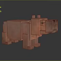 3D Rendered Orange Pixel Block Style Hippopotamus Model With Smooth Design