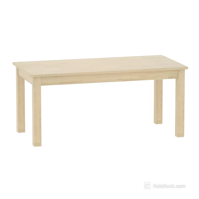 Light Wooden Rectangular Dining Table With Simple Design And Four Legs 3d model