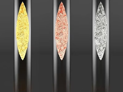 Modern Sleek Floor Lamps With Yellow Orange And Silver Leaf Shaped Shades 3d model