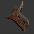 Modern Architectural Staircase Design With Red Wooden Steps And Metal Railings