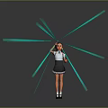 Striking Game Movie Character In School Uniform With Blue Light Beams And Dynamic Pose