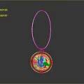 Gold Hoop Pendant Necklace With Circular Engraved Decorative Design Elegant Fashion Accessory