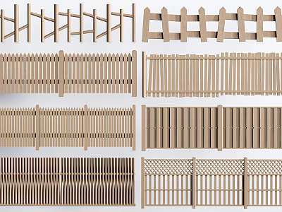 Different Styles Of Wooden Fences For Decoration 3d model