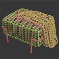 Patterned Fabric Covered Bench With Metal Legs For Decorative Home Furniture