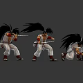 Anime Style Game Character Figures With Red Tops White Pants And Swords