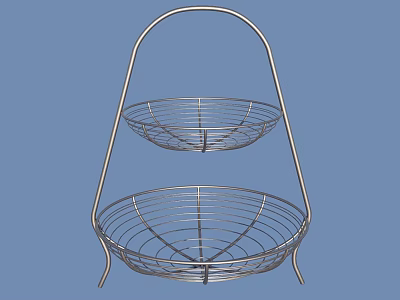 Two Tier Stainless Steel Wire Storage Rack With Curved Frame Design 3d model