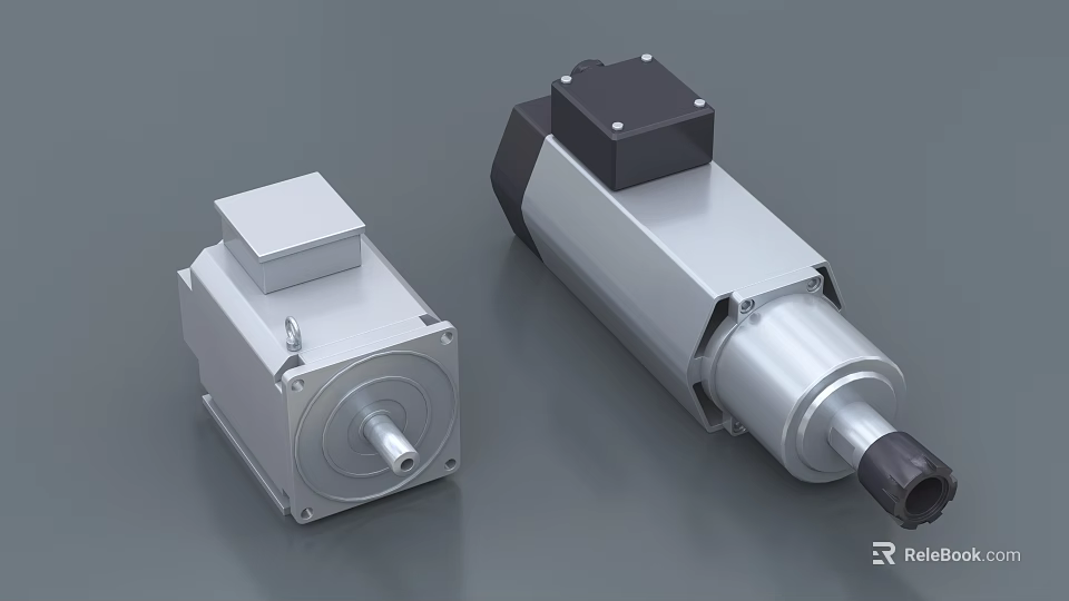 High Performance Industrial Electric Motors With Metal Housing And Black Control Box 3d model 