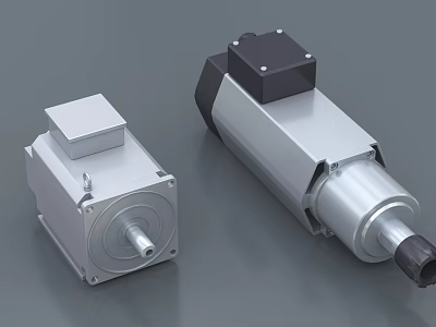 High Performance Industrial Electric Motors With Metal Housing And Black Control Box 3d model