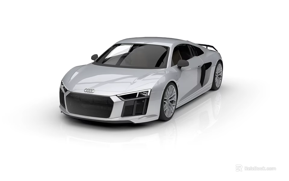 Silver Audi Sports Car With Sleek Aerodynamic Body And Alloy Wheels 3d model 