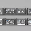 Multiple Metal Fence Designs Featuring Geometric Patterns And Blue Details