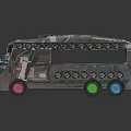 Futuristic Silver Bus With Transparent Roof Colorful Lights And Modern Tech Design