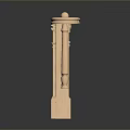 Wooden Pillars Arranged With Different Heights on Smooth Black Surface With Reflection and Gray Background