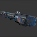 Blue Pixelated Gun Weapon 3D Rendered With Shiny Surface And Detailed Design 3d model