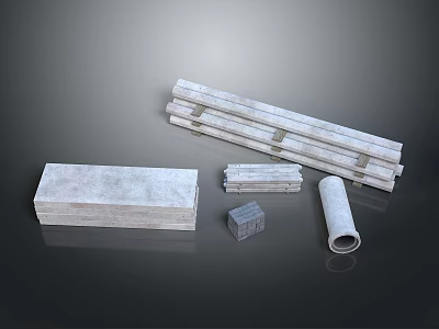 Durable Construction Hardware Tools With Concrete Slabs Pipes And Square Blocks 3d model