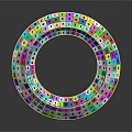 Commercial Equipment Circular Double Ring Design With Colorful Panels Featuring Various Symbols And Letters
