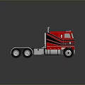 Red 3D Rendered Truck With Black Stripes And Classic Cab Design