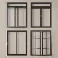 Black Frame Casement Windows With Various Glass Panel Designs For Home 3d model