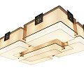 Modern Chinese Style Ceiling Lights With Geometric Design And Wooden Frames 3d model