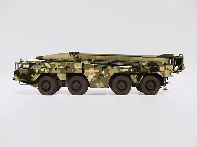 Camouflage Heavy Duty Utility Vehicle With Multi Wheeled Design And Cargo Bed 3d model