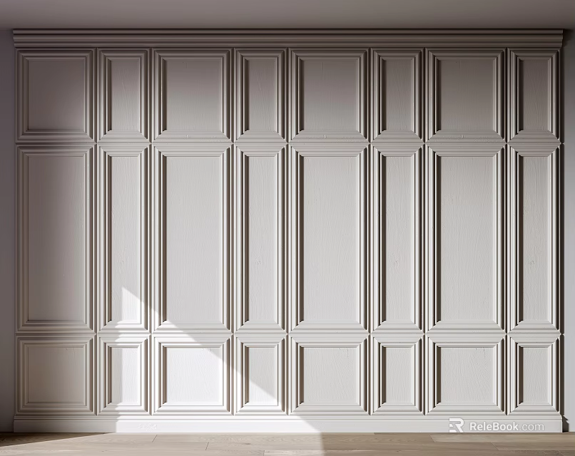 Elegant White Wainscoting Design With Classic Panel Details For Modern Interior Wall Decor 3d model