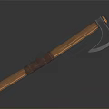 Classic Axe Weapon With Wooden Handle Leather Wrap And Metal Head