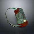Red And Green Metal Household Water Container With Curved Handle And Decorative I Label