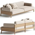 Modern Beige Fabric Sectional Sofa With Wooden Frame And Comfortable Cushions