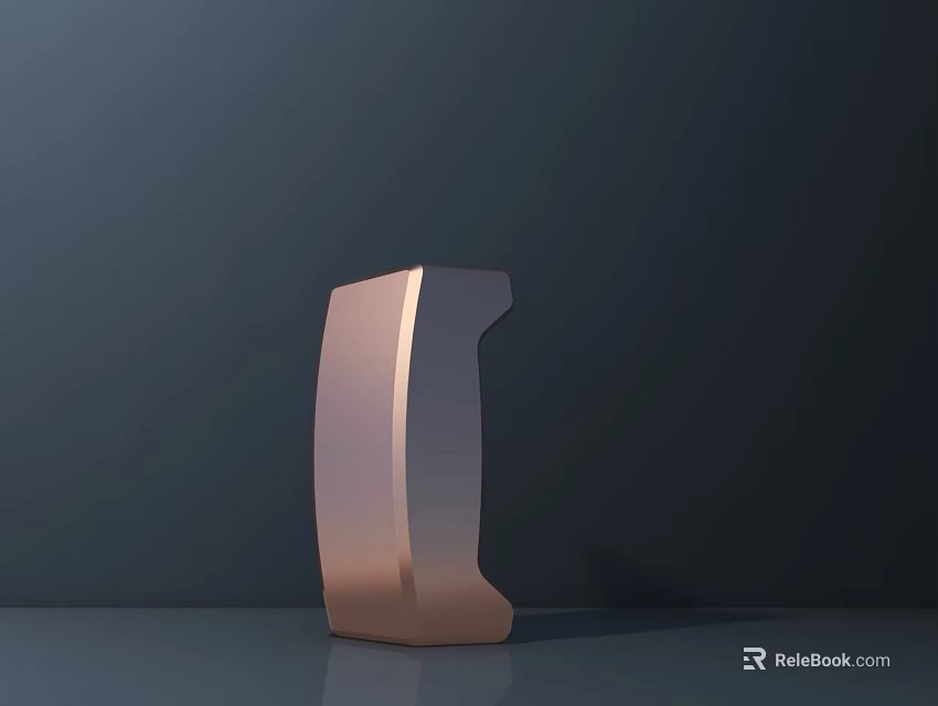 Modern Copper Sculpture With Smooth Curved Design On Dark Background Surface 3d model 