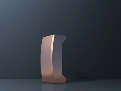Modern Copper Sculpture With Smooth Curved Design On Dark Background Surface 3d model