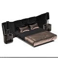 Luxury Modern Double Bed with Upholstered Headboard Plush Pillows and Side Tables