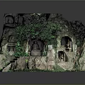 Ancient Cave Grotto With Lush Vines And Stone Steps Natural Scenery