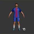 Soccer Football Player Game Character With Blue Red Striped Jersey Number 8 And Soccer Ball
