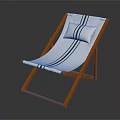 Wooden Frame Lounge Chair With White Canvas Black Stripes And Cushion