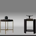 Modern Side Tables With Unique Designs Metal Frames And Wooden Tops 3d model
