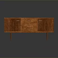Elegant Mid-Century Wooden Sideboard With Natural Wood Grain Drawers Cabinet Doors And Slender Legs