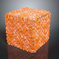 Stone Wood Decorative Cube With Orange Textured Surface And Intricate Woven Design