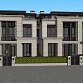 Modern Two Story Detached Villa Exterior With Grey Black Facade Balcony And Green Plants