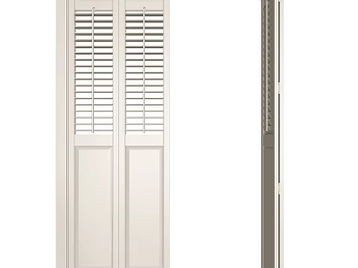 White Folding Door With Louvered Panels Ideal For Home Interiors 3d model