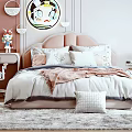 Kids Room Interior Design With Pink Headboard White Bedding And Rabbit Toy