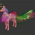 Mythical Colorful Horse With Vibrant Feather Wings And Rainbow Tail Design
