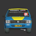 Blue Yellow Striped Van Featuring Madagascar Loving Text And HF Logo