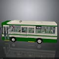 Detailed Green and White Bus Model Featuring Clear Windows Side Doors And Reflection 3d model