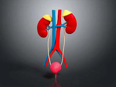 Abdominal Organs 3D Illustration Showing Kidneys Adrenal Glands Ureters Bladder And Vessels 3d model