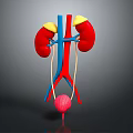 Abdominal Organs 3D Illustration Showing Kidneys Adrenal Glands Ureters Bladder And Vessels