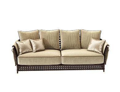Modern Double Sofa Outdoor Rattan Sofa 3d model